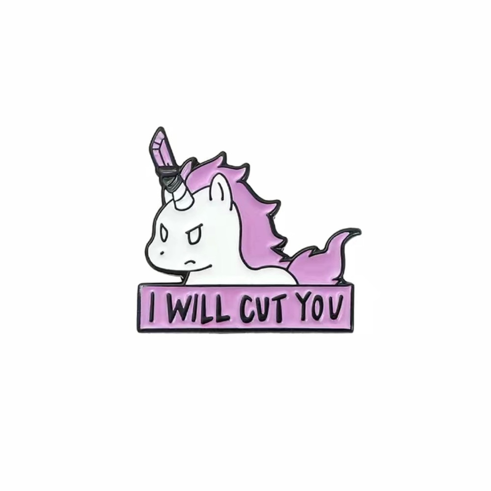 3/$18 I Will Cut You, Sarcastic Unicorn Enamel Pin
